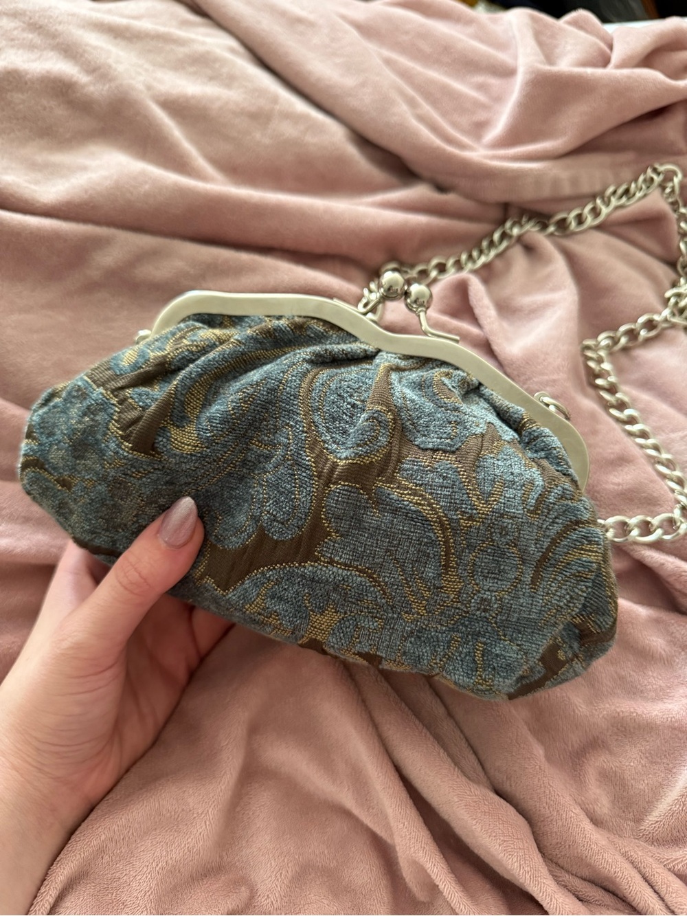 Apt 9 tapestry crossbody clutch bag in deep brown and teal